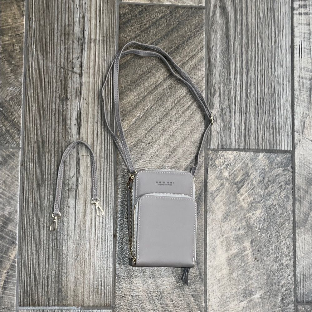 NWOT Forever Young Gray Crossbody Bag